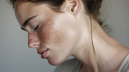 Obraz premium Woman with freckles sleeping