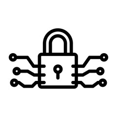 Digital Lock Vector Line Icon Design