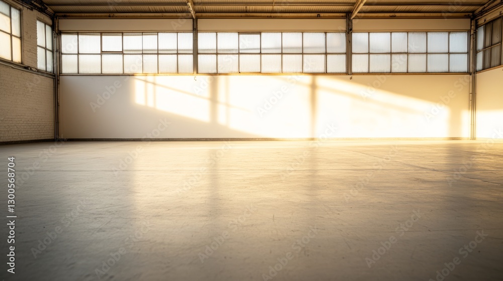 Poster Close-up of a minimalistic white wall with subtle concrete texture, featuring sharp shadows from sunlight streaming through a windowpane, perfect for showcasing products