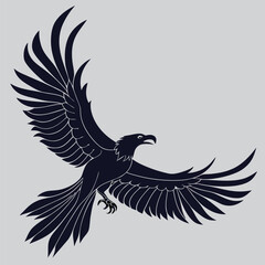 , a phoenix taking flight in flames silhouette vector design art and illustration