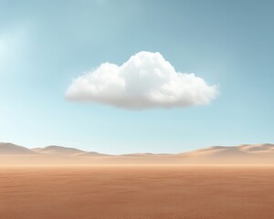 Fototapeta premium Isolated Cloud Over Expansive Desert Landscape Under Clear Sky