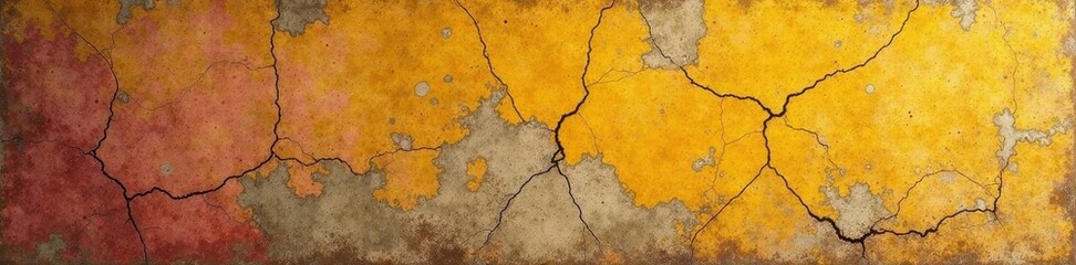 Obraz premium Cracked plaster, faded paint, Gold Rush era home, damage, detail