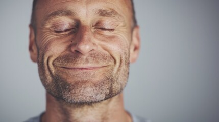 Obraz premium Man smiling in close-up.