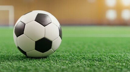 Fototapeta premium Modern school sports ground design Concept, Individual Soccer Practice Zone Designated for Training Activities on Standard Grass Field Surface