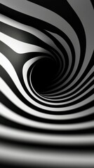 Abstract Black and White Swirling Vortex Tunnel
