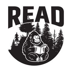 Reading Graphics Design with read text and Bigfoot Vector