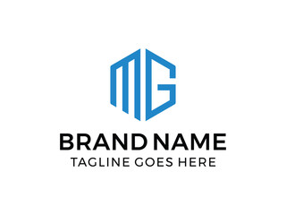 editable vector creative letter mg with hexagon symbol design illustration isolated on transparent background