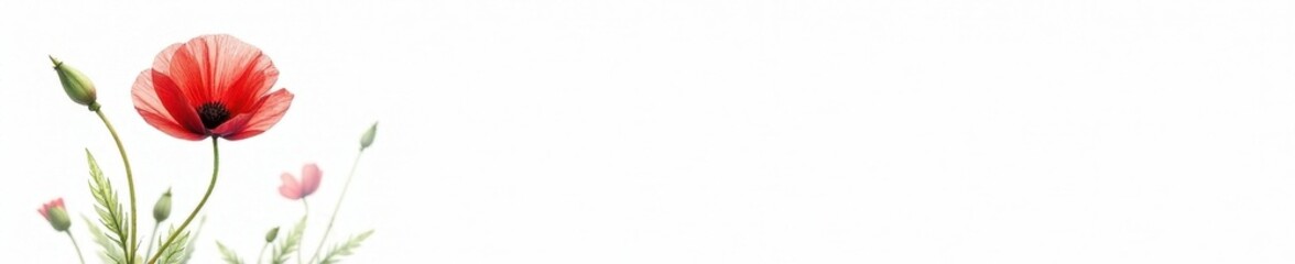 Naklejka premium Single red poppy watercolor painting, isolated on white , painting, illustration