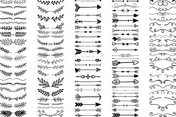 Floral and Leaf Ornament Dividers – Hand-drawn vine decorations, elegant floral dividers, and intricate leaf ornaments.