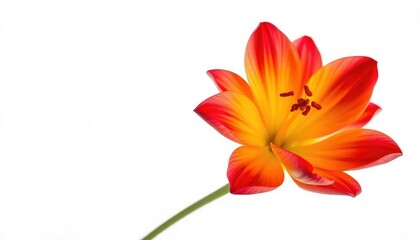 Fototapeta premium A single vibrant bloom, petals unfurled, set against a pure white backdrop, macro, flower background