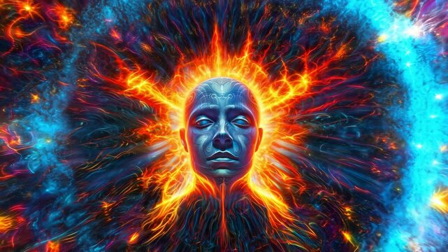 Consciousness of the universe, unity, psychedelic trip. New Age concept. Mental and psychological health