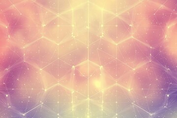 a mesmerizing geometric pattern with interconnected hexagons and delicate dotted lines flowing in a seamless repeat against a soft gradient background