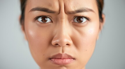 Obraz premium Close up portrait of a young Asain sad woman