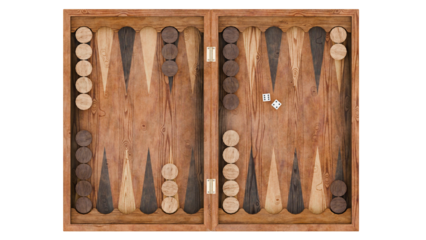 Wooden backgammon on a transparent background.