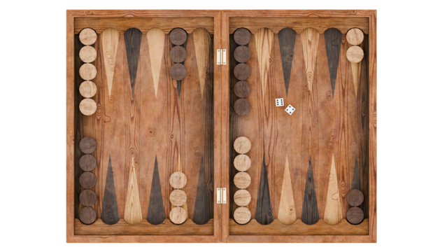 Wooden backgammon on a transparent background.