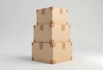 Obraz premium 3D Cardboard box package transport order icon .3D Minimal stack parcel box icon on isolated purple background. Logistics shipment and Online delivery service Concept. 3d render