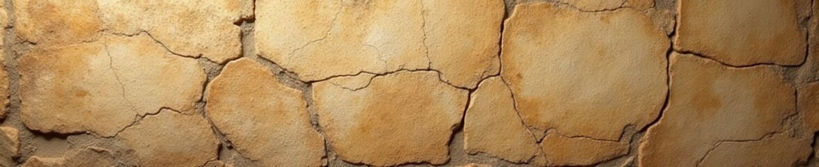 Obraz premium Rough, cracked, aged stone wall, earthy tones, photography, aged, rough