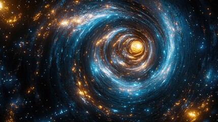 Cosmic vortex swirling galaxy, space nebula, vibrant colors, science fiction background image, potential for screensaver, wallpaper, or poster