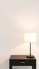 modern wallpaper and black desk style lamp, color sketch. with white shades