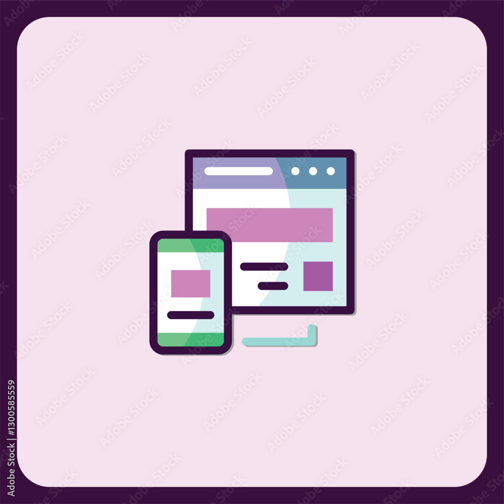 Poster Responsive Web Design Icon for Website and Mobile App Development