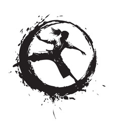 _drawing_karate_men_kicking_in_the_air_one_color