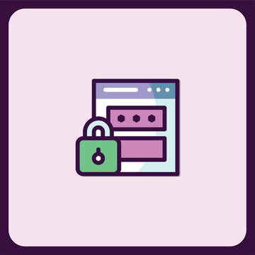 Website Security Icon, Padlock and Login Form