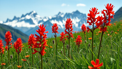 High Altitude Brilliance: Vibrant Wildflowers Adorning the Mountain Meadow