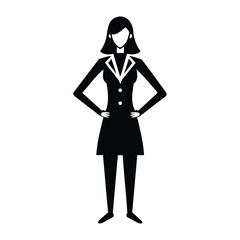 Fototapeta premium standing business woman icon of silhouette vector illustration 