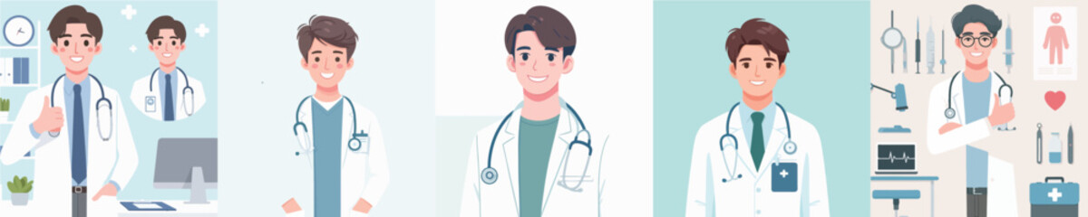 Fototapeta premium vector of smiling handsome doctor character