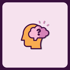 Question Mark in Mind, Flat Icon Design for Problem Solving and Queries