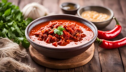 Homemade Spicy Harrisa Sauce in a Bowl