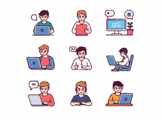 Remote Work Freelancer Icon Set
