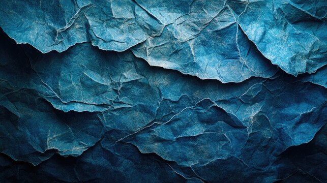 Textured blue crumpled paper background