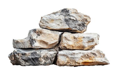 Natural stone arrangement for landscaping and construction projects during daylight, cut out