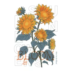 Sunflower illustra, Beautiful flower cartoon drawings and positive quote slogan text design. For fashion graphics, kids t shirt prints. flowers Graphic design print t-shirt fashion,vector,card,poster.