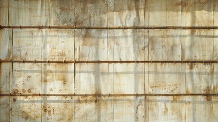 Weathered wooden wall with rust stains and shadows, creating a rustic backdrop for various uses