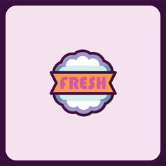 Fresh Product Label Design with Cloud and Ribbon Element