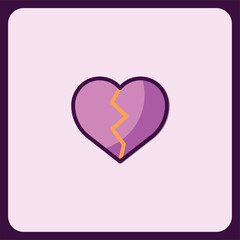 Broken Heart Illustration Design Purple and Orange Crack