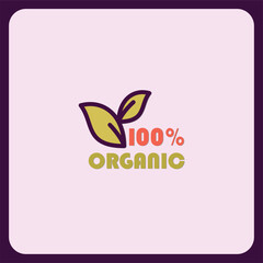 100, Organic Product Label Design with Leaves