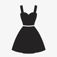 very simple flat and single minimalist Dress Silhouette in black on a white background