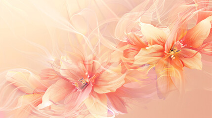 Naklejka premium A soft peach-colored background featuring an elegant floral design, creating a sophisticated and calming aesthetic.