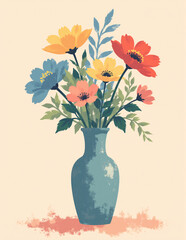 minimalist flower vase, pastel color theme