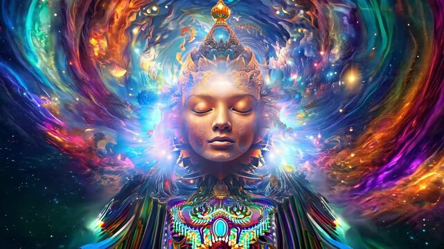 Consciousness of the universe, unity, psychedelic trip. New Age concept. Mental and psychological health