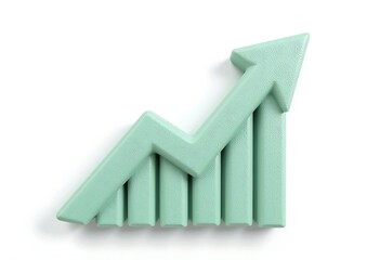 3d Green arrow growing up icon. Minimal Cartoon Success Green arrow up soaring finances icon isolated on purple background. Finance business economics progress concept. 3d render
