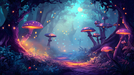 Obraz premium Enchanted Glowing Forest Path
