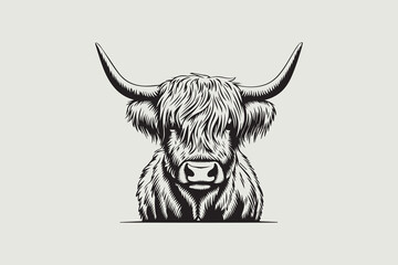 Majestic Highland Cow Illustration 
 vector