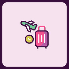 Travel Icon Design, Airplane, Suitcase, and Check Mark Illustration