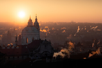 Fototapeta premium Frosty sunrise over Prague