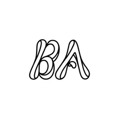 BA monogram logo design letter text name symbol monochrome logotype alphabet character simple logo