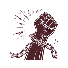 Fist of Freedom with Broken Chains Vector Graphic Clipart Isolated Illustration